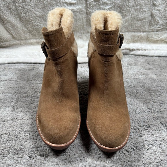Y2K STYLE UGG ANAIS WOMEN HEELS BOOTS CHESTNUT SUEDE 9.5 /UK 8.0 /EU 40.5 - Picture 5 of 7